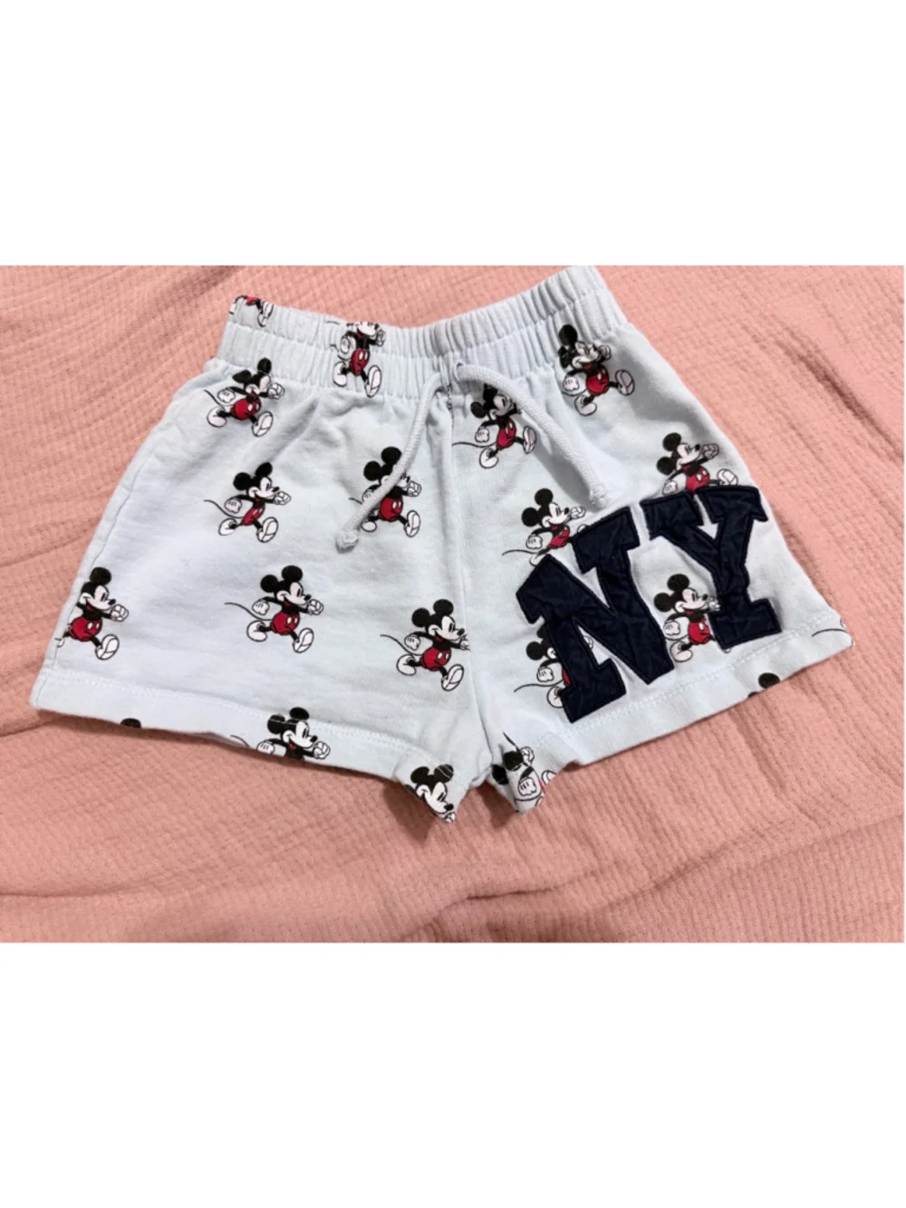 Girls ZARA Disney Mickey Mouse NY Light Blue Shorts Size 7